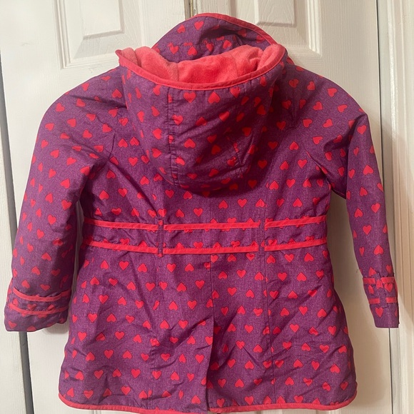 London Fog Girl Hooded Jacket Purple and Pink Hearts London Fog Girls Size 5 - Picture 7 of 8